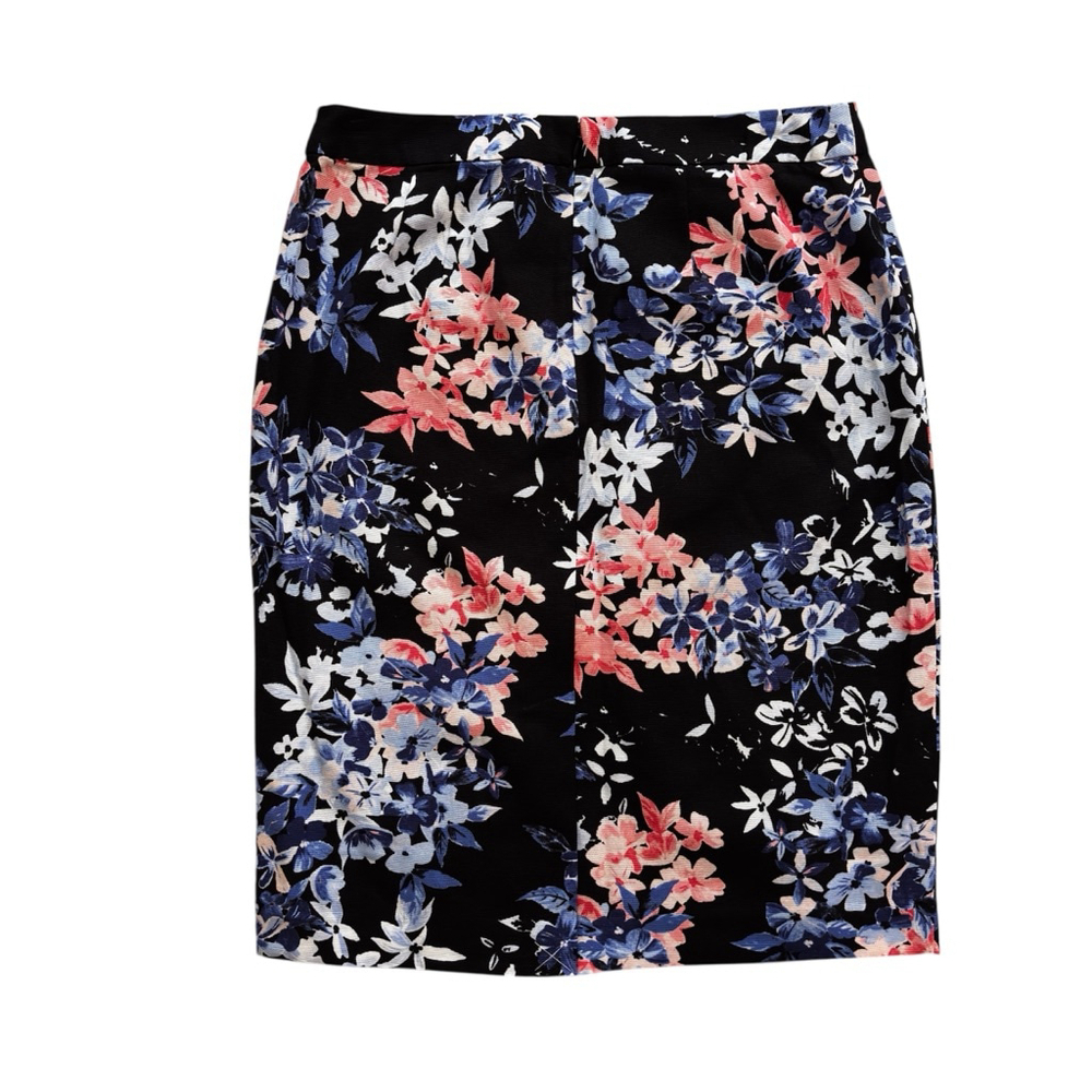 Talbots Floral Pencil Skirt Navy Pink White Blue Size 10 - Picture 6 of 12